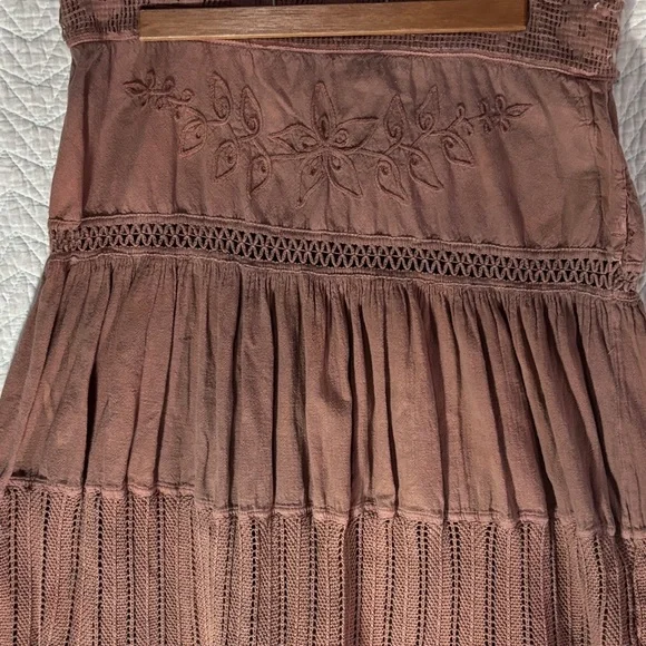Scully Mauve Tiered Embroidered A-Line Skirt - Picture 7 of 9